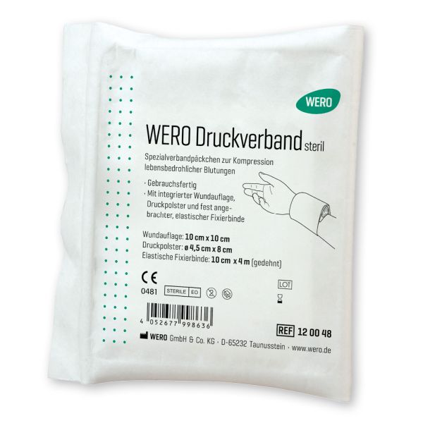 WERO Druckverband steril, gebrauchsfertig, mit Wundauflage 10 x 10 cm, lose