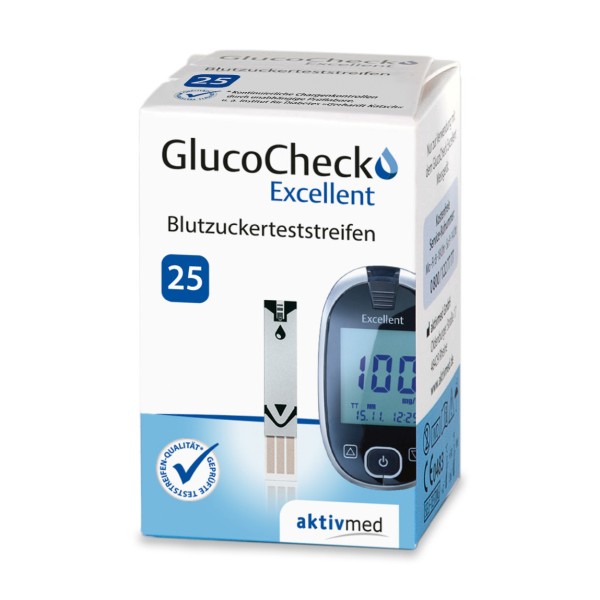 Blutzuckerteststreifen für Blutzuckermessgerät GlucoCheck<br/>Excellent, 25 Stk