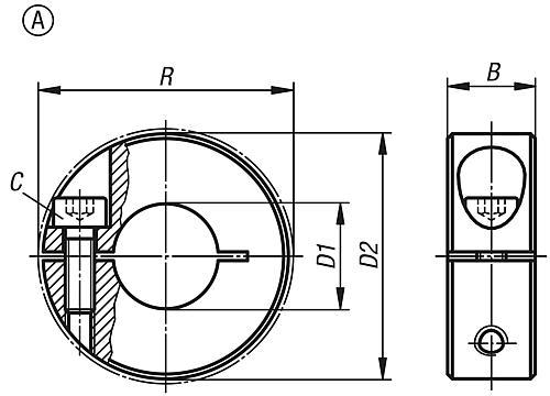 KLEMMRING, FORM:A INNEN GESCHLITZT, D1=25, D2=45, B=15, EDELSTAHL 1.4305 BLANK - 2