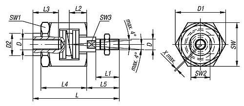 SCHNELLSTECKKUPPLUNG M.WINKEL&RADIALVERSATZAUSG D=M12X1,25X26 VERGÜTUNGSSTAHL, - 2