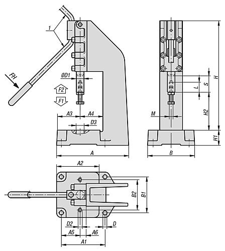 KNIEHEBELPRESSE HANDAUSFÜHRUNG, F2=12000, STAHL, KOMP:STAHL - 2
