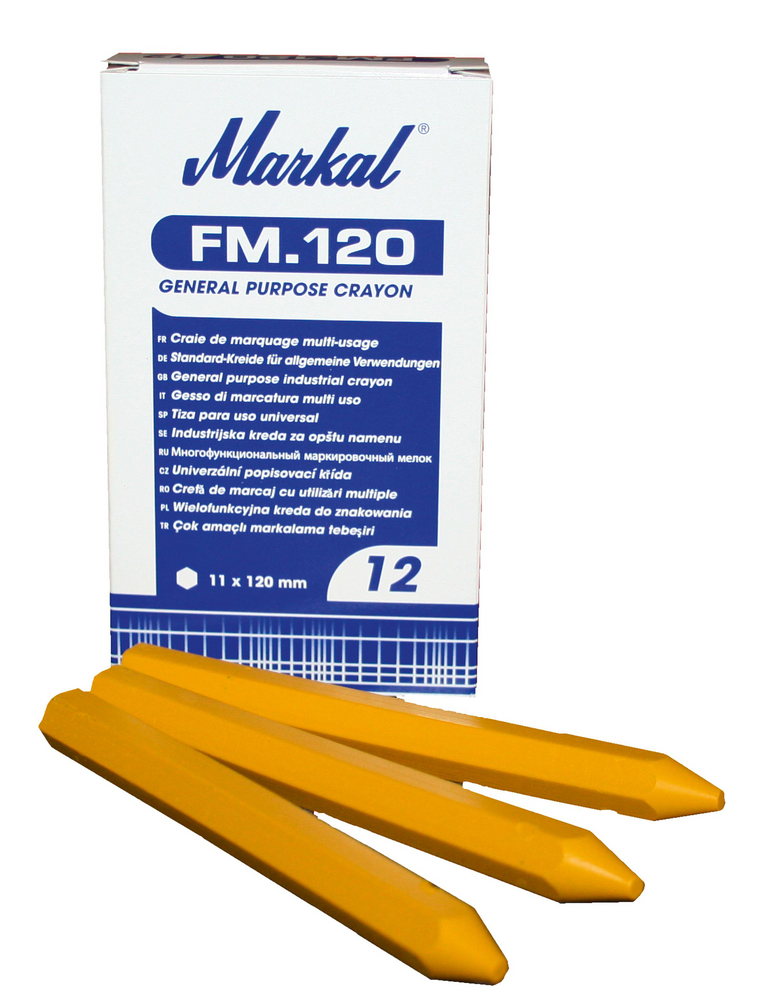 Ölkreidestifte vielseitige Fettkreide gelb 6kant ohne Papier Pack=12 St.