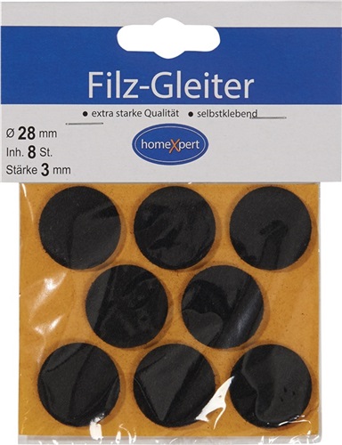 Filzgleiter 28mm Filz braun selbstkl.