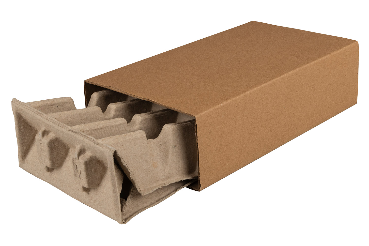 Polsterbox L-BOXeco Basic 272x157x70mm, Qual. 1.20B, braun, Fefco 0509, Einlage - 2