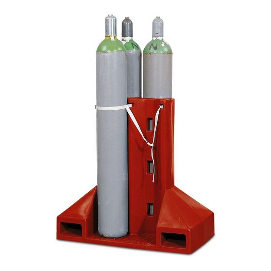 Gasflaschenpalette aus PE, für 4 Flaschen mit max. Ø 230 mm, mit Zurrband