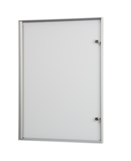 Schaukasten,f. 4xDIN A4,HxBxT 650x480x22mm,hoch,Rückwand Stahl,Flügeltür,Rahmen silber