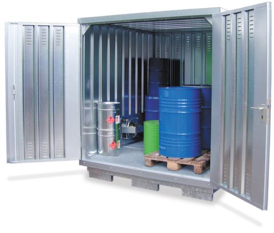 Gefahrstoff-Container,f. wasserg./brennbare Stoffe,Lagerung aktiv,HxBxT 2375x4075x2875mm,verzinkt