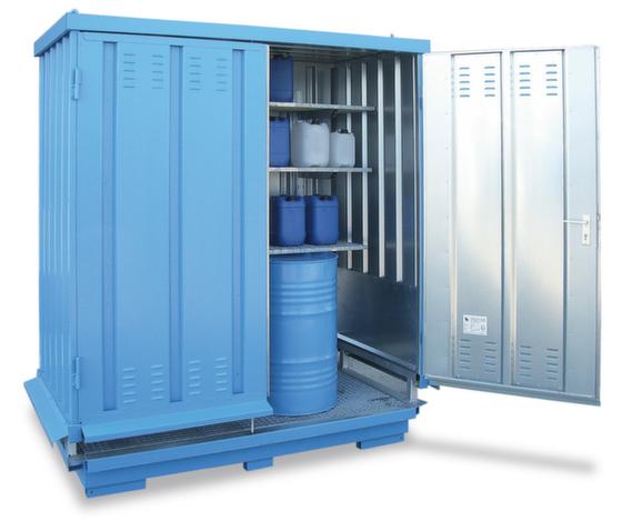 Gefahrstoff-Container,f. wasserg./brennbare Stoffe,Lagerung passiv,HxBxT 2565x4075x2875mm,RAL5015
