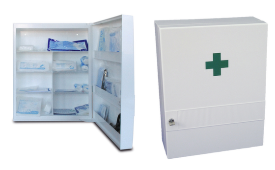 Erste-Hilfe-Schrank aus Kunststoff, mit oder ohne Füllung, HxBxT 450x330x160 mm, in verschiedenen Ausführungen