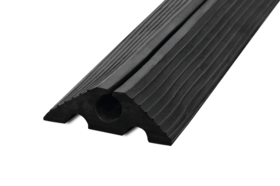 Kabelbrücke,f. Geschwindigkeiten <20km/h,BxT 10000x100mm,Überfahr H 30mm,Recycling-Gummi,schwarz,1 Kabelkanal