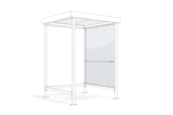 Seitenwand f&uuml;r Raucher-Unterstand, Well-Polycarbonat, rechts oder links, Gestell in verschiedenen Farben, Aufpreis