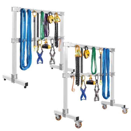 Garderobe für Anschlagmittel, 12 Doppelhaken, BxT 1890x900 mm, stationär oder fahrbar