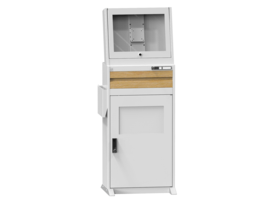 Computerschrank mit Holzakzent, mit Monitorfach, Tastaturablage, Schrank und Fachboden, verschiedenen Ausführungen