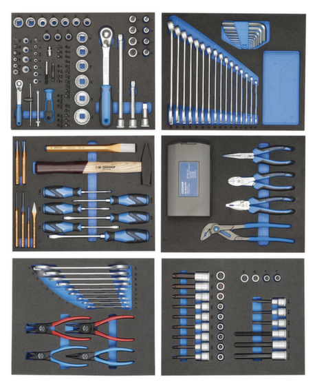 GEDORE TS-190 Werkzeugsortiment in Check-Tool-Modulen,190-teilig