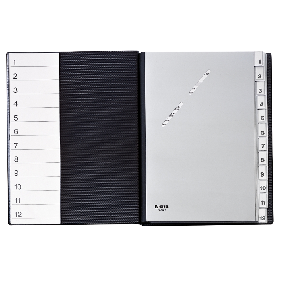 Hetzel Ordnungsmappe 14212091 DIN A4 12teilig PP schwarz einfach