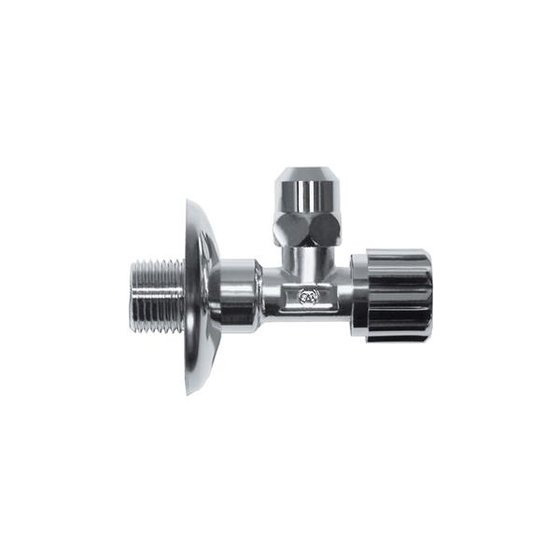 Eckventil, DN 15   G 1/2" x G 3/8" chrom, mit Schubrosette