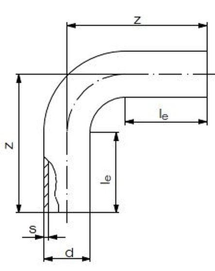 PE 100-RC Bogen gedrückt 90° SDR 11 D63 R=1,5 D