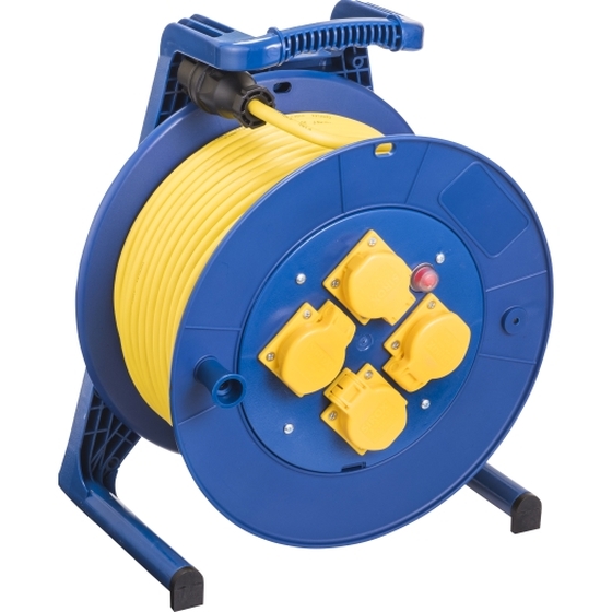 Kabeltrommel L in blau H07RN-F 3 x 1,5 mm², "Leitung 25 m gelb" ;