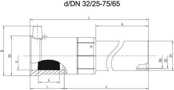 Übergangsstück -USTR-, PE-HD/Stahl d 160 / DN 150, SDR 11 - 2