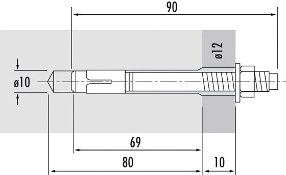 Bolzenanker Hilti M10x90, Set (3 Stk.) VA - 3