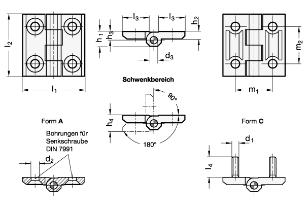 GANTER 237-ZD-50-50-A-SW - SCHARNIER, SCHWARZ KU-BESCHICHTET - 2