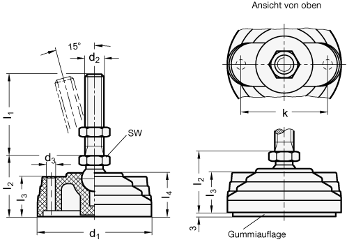 GANTER 345-125-M20-138-B - ELESA GELENKFUSS M.MUTTER, O.GUMMIAUFLAG - 2