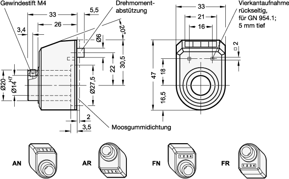 GANTER 954-002.5-FR-L-OR - STELLUNGSANZ. DD51-FR-002.5-S-AR - 2
