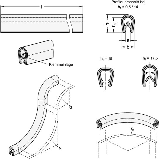 GANTER 2184-14-SW-50 - KANTENSCHUTZ-PROFIL RL = 50 METER - 2