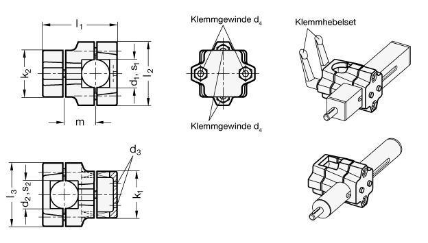 GANTER 134.1-B50-V50-76-2-S - VERFAHRSCHLITTEN KREUZFORM VIERKANT - 2