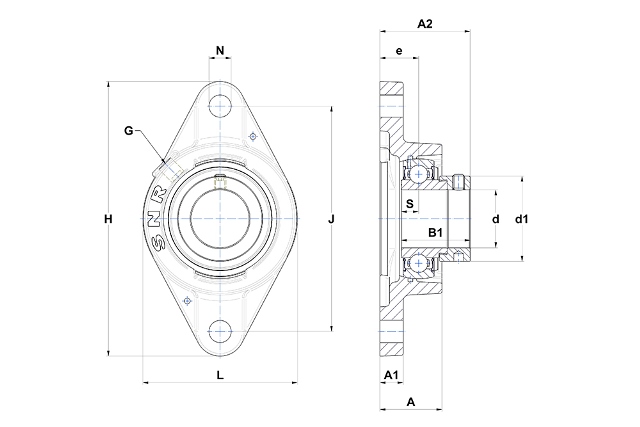 SNR ESFLE206 - GUSS-FLANSCHLAGEREINHEIT - 2
