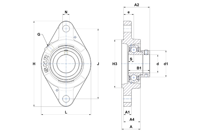 SNR ESFLZ205 - GUSS-FLANSCHLAGEREINHEIT - 2