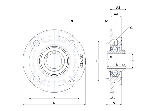 SNR UCFC208 - GUSS-FLANSCHLAGEREINHEIT - 2