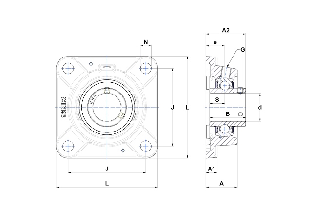 SNR UCFE216 - GUSS-FLANSCHLAGEREINHEIT - 2