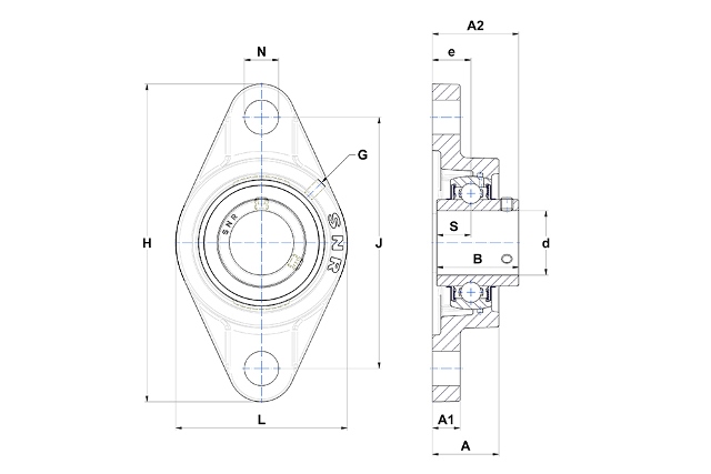 SNR UCFL206 - GUSS-FLANSCHLAGEREINHEIT - 2