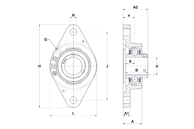 SNR UCFLE205 - GUSS-FLANSCHLAGEREINHEIT - 2