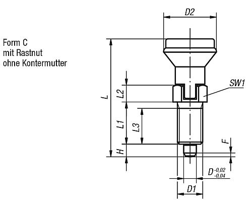 KIPP K0339.3206 - 03090-3206 - ARRETIERBOLZEN GR.2 M12X1,5, FORM:C - 2