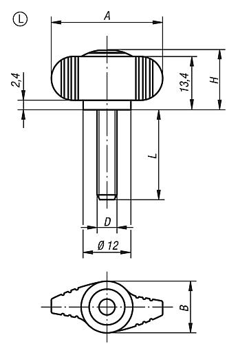 KIPP K0274.0005X20 - 06652-0005X20 - FLÜGELGRIFF MINIWING M05X20 A=28, B=13 - 2