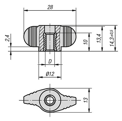 KIPP K0658.1005 - 06652-1005 - FL&Uuml;GELGRIFF M05, INNENGEWINDE - 2