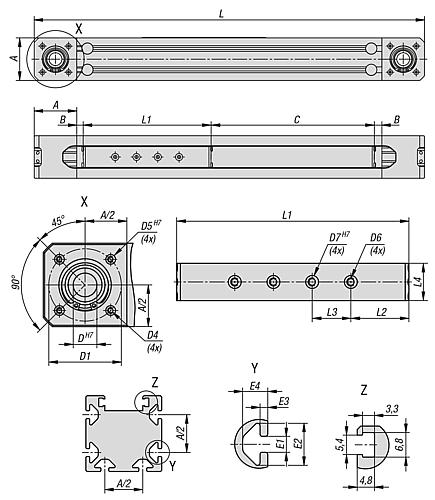 NORELEM 20300-1060X1000 LINEARACHSE - ZAHNRIEMENANTRIEB GR.60 L=1350, C=1000 - 2