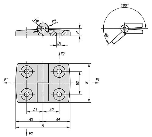 KIPP K0434.2502828 - 27850-2502828 - SCHARNIER AUSH&Auml;NGBAR B1=48 THERMOPLAST - 2
