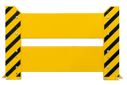 Rammschutzwand für Doppelregale, 400 x (800+200+800) mm (H x B), gelb/schwarz